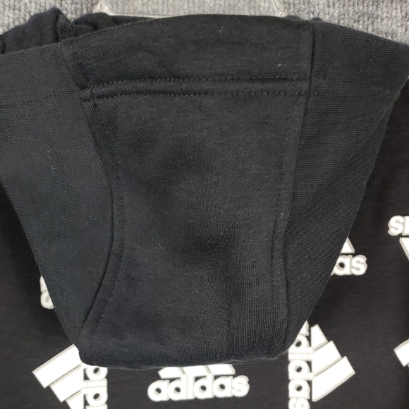 adidas Men's All Over Print Fleece Hoodie Black White - Picture 5 of 8